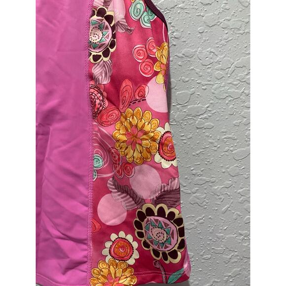 Athleta Vintage Raceback Athletic Pink Tank Retro Floral Size L Y2k - Picture 3 of 4